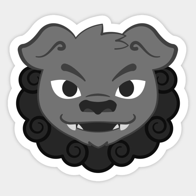 Grey Komainu Lion Dog Sticker by kaeru